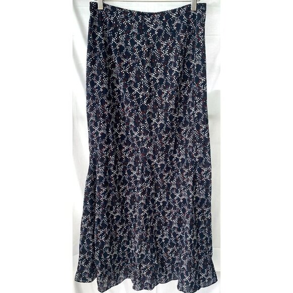 Banana Republic Women Skirt Size 6 Navy Geo Maxi Flouncy Zip Sheer Boho Peasant - Picture 4 of 7